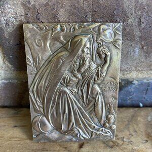 1958 III World Congress Of Cardiology “SEMPRE IMPARO” 50x70mm J. DILLENS Bronze